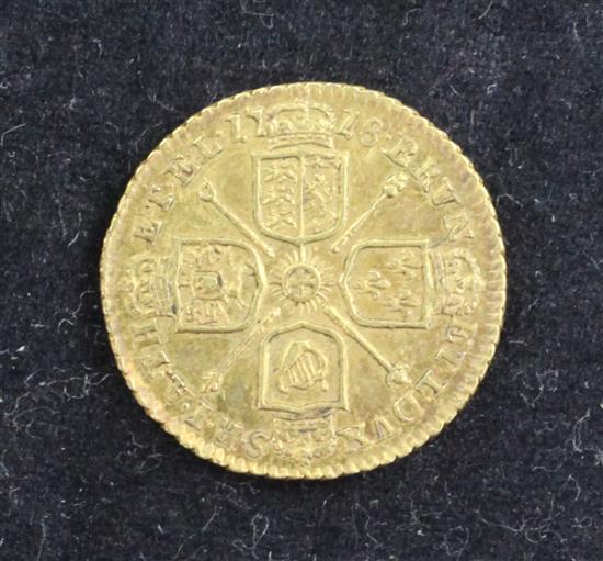 A George I gold quarter guinea, 1718,